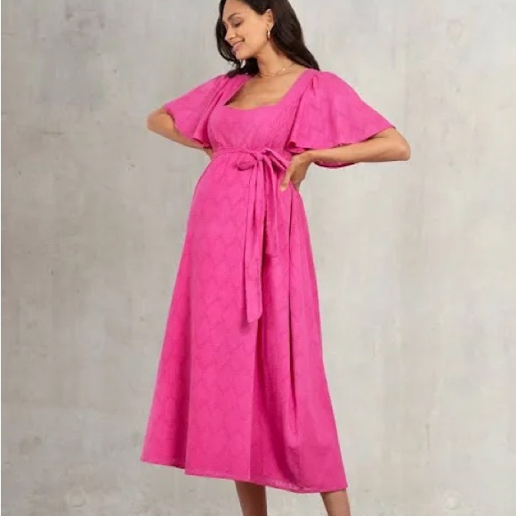 Seraphine Dresses & Skirts - Seraphine Maternity Cotton Broderie Maternity and Nursing Dress pink size 12